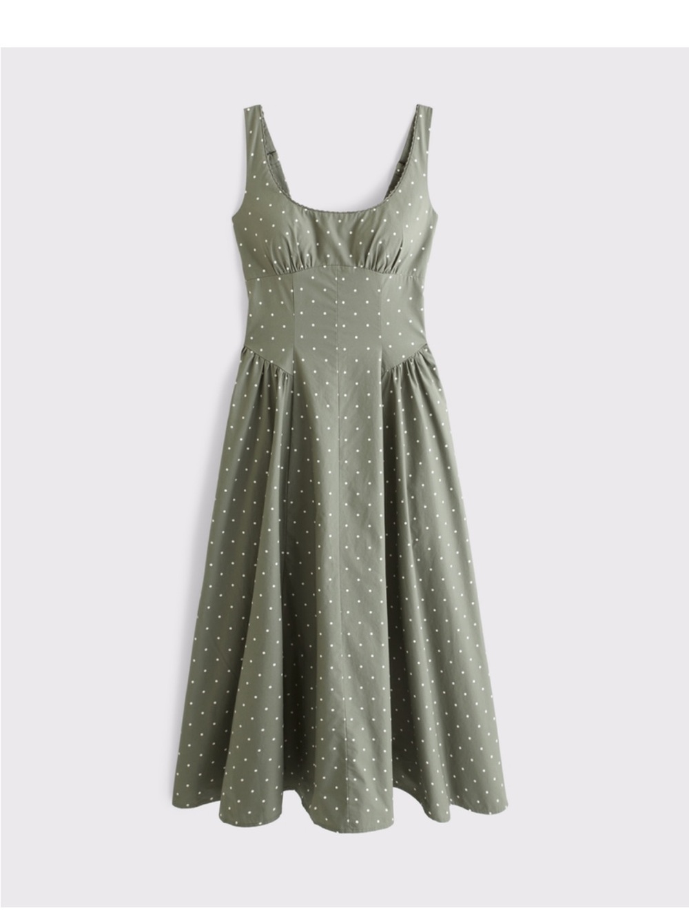 Abercrombie & Fitch Olive Green Polka Dot Midi Dress